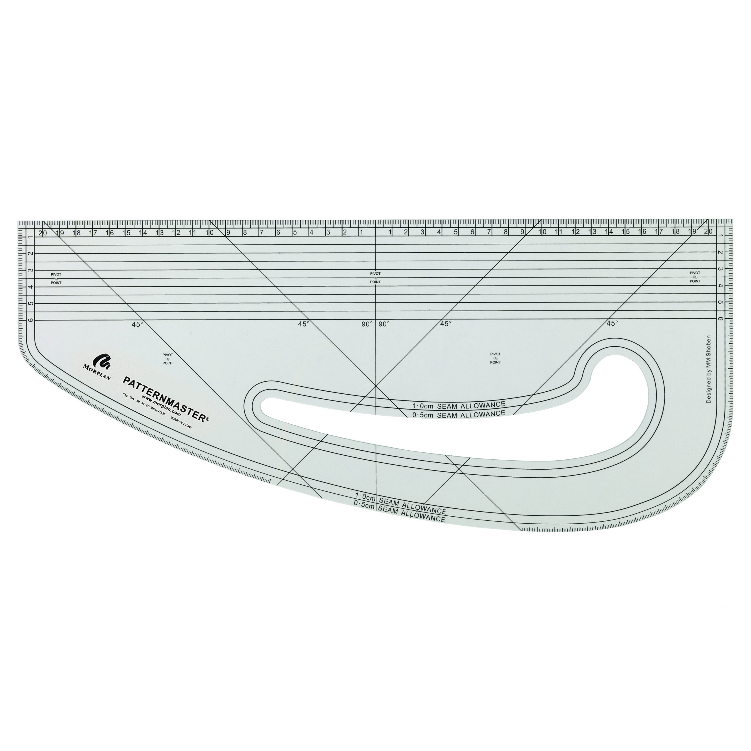 PatternMaster Pro and Economy design rulers for pattern cutting, displaying imperial and metric measurement grids.